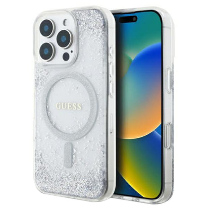 Custodia MagSafe per Apple iPhone 16 Pro, Guess, IML Glitter Gradient, Argento