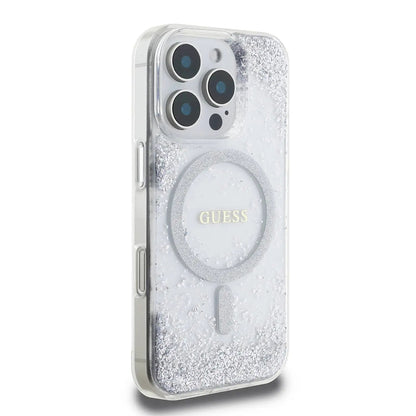 Custodia MagSafe per Apple iPhone 16 Pro, Guess, IML Glitter Gradient, Argento