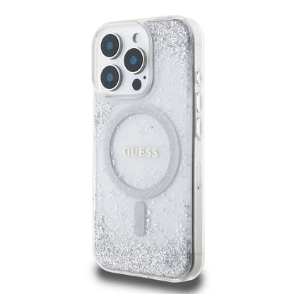 Custodia MagSafe per Apple iPhone 16 Pro, Guess, IML Glitter Gradient, Argento