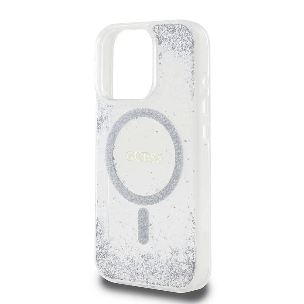 Custodia MagSafe per Apple iPhone 16 Pro, Guess, IML Glitter Gradient, Argento