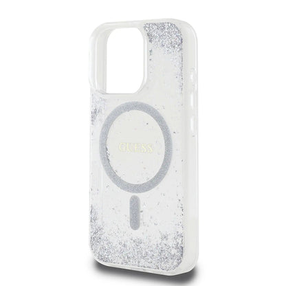 Custodia MagSafe per Apple iPhone 16 Pro, Guess, IML Glitter Gradient, Argento