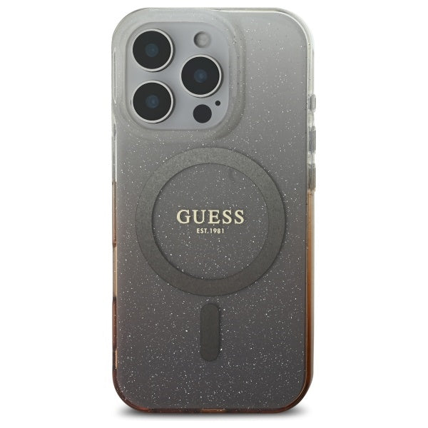 Custodia MagSafe per Apple iPhone 16 Pro, Guess, IML Glitter Gradient, Marrone