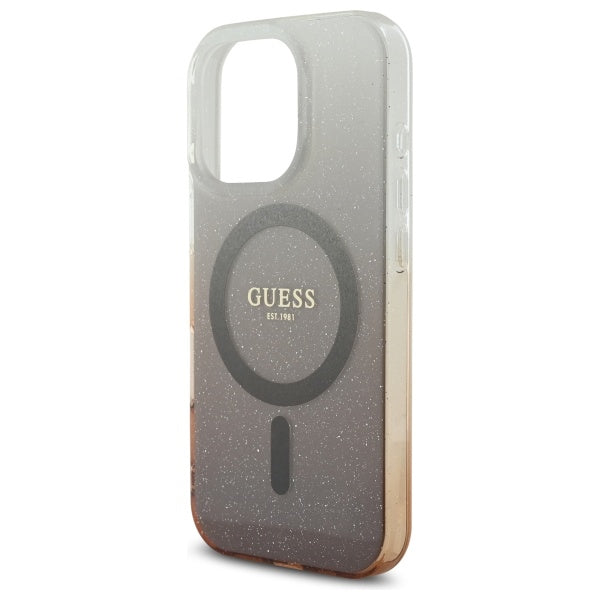 Custodia MagSafe per Apple iPhone 16 Pro, Guess, IML Glitter Gradient, Marrone