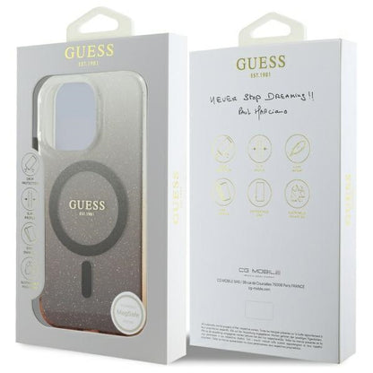 Custodia MagSafe per Apple iPhone 16 Pro, Guess, IML Glitter Gradient, Marrone
