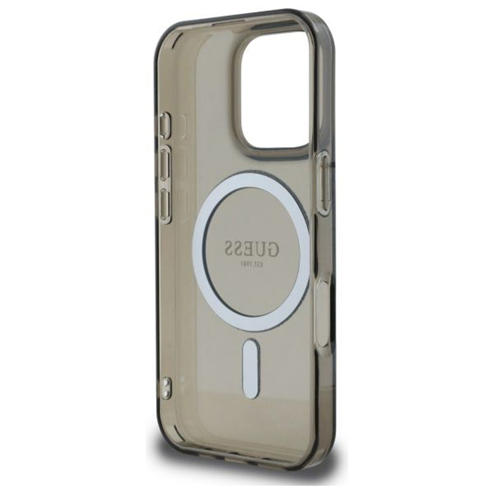 Custodia MagSafe per Apple iPhone 16 Pro, Guess, IML Glitter Ring, Nera