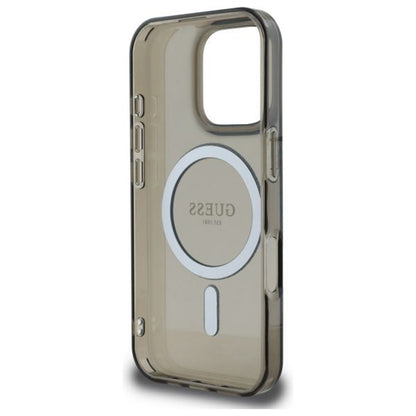Custodia MagSafe per Apple iPhone 16 Pro, Guess, IML Glitter Ring, Nera