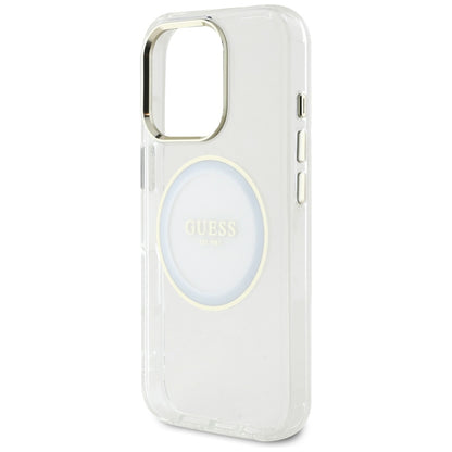 Custodia MagSafe per Apple iPhone 16 Pro, Guess, IML Metal Colored Circle, Bianca
