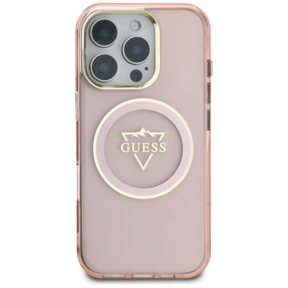 MagSafe Case for Apple iPhone 16 Pro, Guess, IML Metal Mountain Logo, Pink