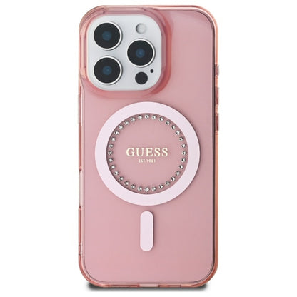 Custodia MagSafe per Apple iPhone 16 Pro, Guess, IML Rhinestone, Rosa