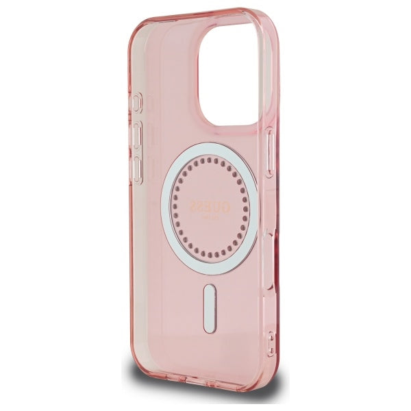 Custodia MagSafe per Apple iPhone 16 Pro, Guess, IML Rhinestone, Rosa
