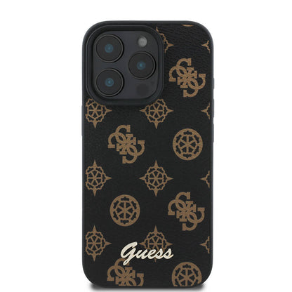 Custodia MagSafe per Apple iPhone 16 Pro, Guess, Peony Script, Nera
