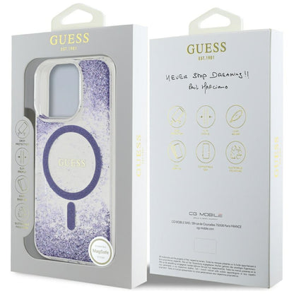 Custodia MagSafe per Apple iPhone 16 Pro, Guess, Resin Bottom Glitter, Viola