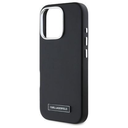 Custodia MagSafe per Apple iPhone 16 Pro, Karl Lagerfeld, FW Metal Plate, Nera