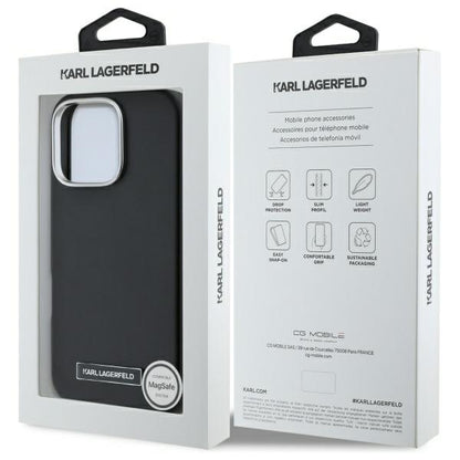 Custodia MagSafe per Apple iPhone 16 Pro, Karl Lagerfeld, FW Metal Plate, Nera