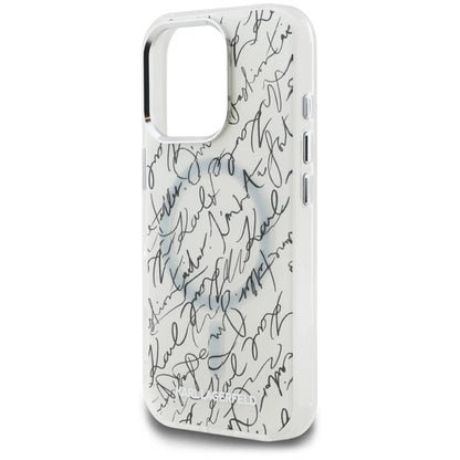 Custodia MagSafe per Apple iPhone 16 Pro, Karl Lagerfeld, IML Karl Script Pattern, Bianca