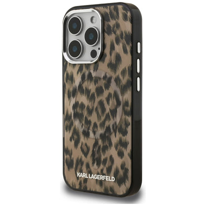 Custodia MagSafe per Apple iPhone 16 Pro, Karl Lagerfeld, IML Leopard Pattern, Marrone