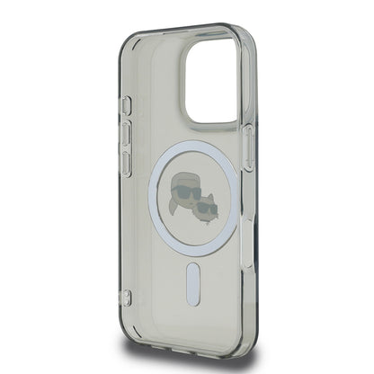 Custodia MagSafe per Apple iPhone 16 Pro, Karl Lagerfeld, IML Metal Karl & Choupette's Heads, Nera