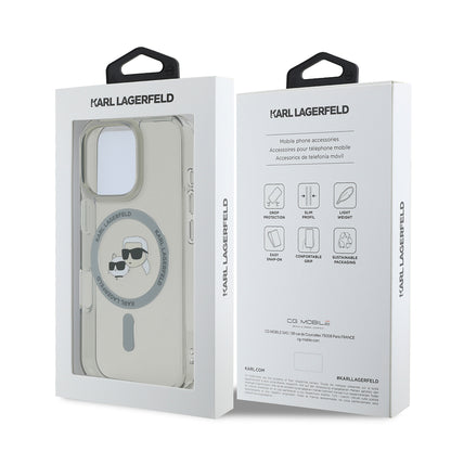 Custodia MagSafe per Apple iPhone 16 Pro, Karl Lagerfeld, IML Metal Karl & Choupette's Heads, Nera
