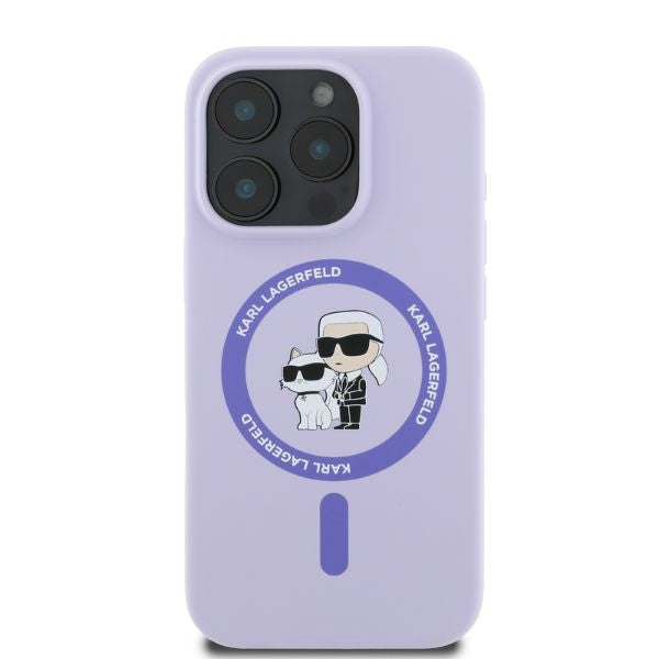 Custodia MagSafe per Apple iPhone 16 Pro, Karl Lagerfeld, Silicone Ring Karl & Choupette, Viola
