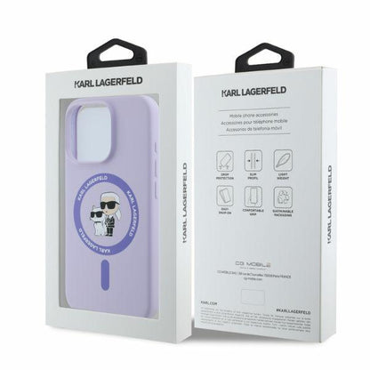 Custodia MagSafe per Apple iPhone 16 Pro, Karl Lagerfeld, Silicone Ring Karl & Choupette, Viola