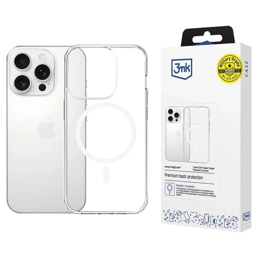 Custodia MagSafe per Apple iPhone 16 Pro Max, 3MK, Armor MagCase, Trasparente