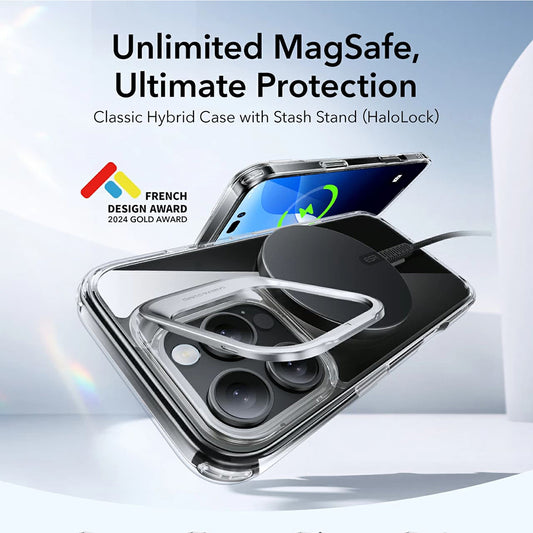 Custodia MagSafe per Apple iPhone 16 Pro Max, ESR, Classic Hybrid Kickstand, Nera Satinata