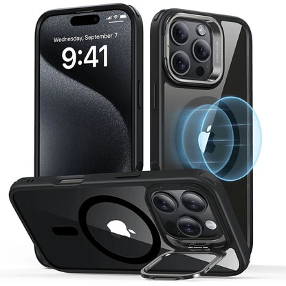 Custodia MagSafe per Apple iPhone 16 Pro Max, ESR, Classic Hybrid Kickstand, Nera Trasparente