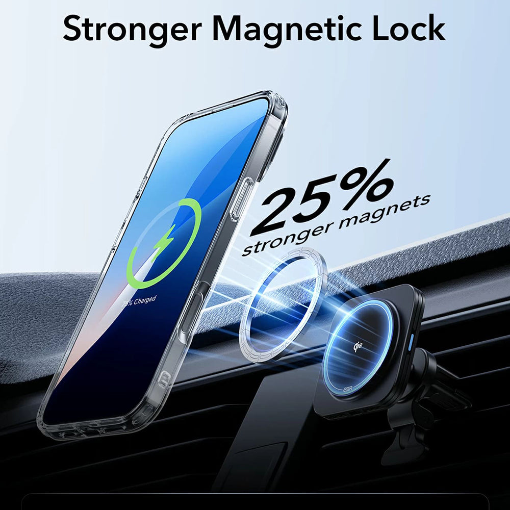 Custodia MagSafe per Apple iPhone 16 Pro Max, ESR, Classic Hybrid Kickstand, Nera Trasparente