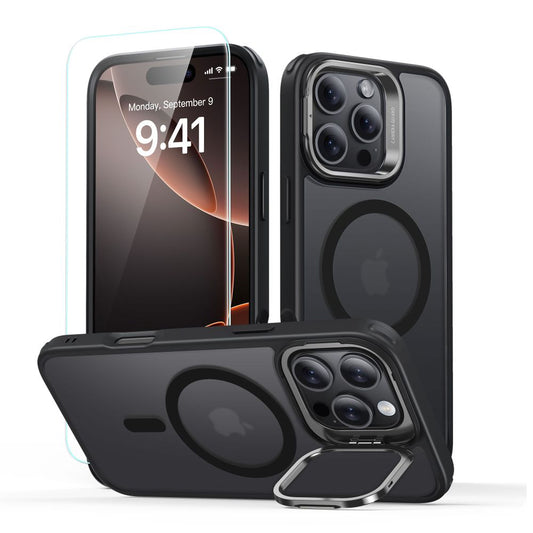 Custodia MagSafe per Apple iPhone 16 Pro Max, ESR, Classic Hybrid Kickstand con Protezione Schermo, Nero Satinato