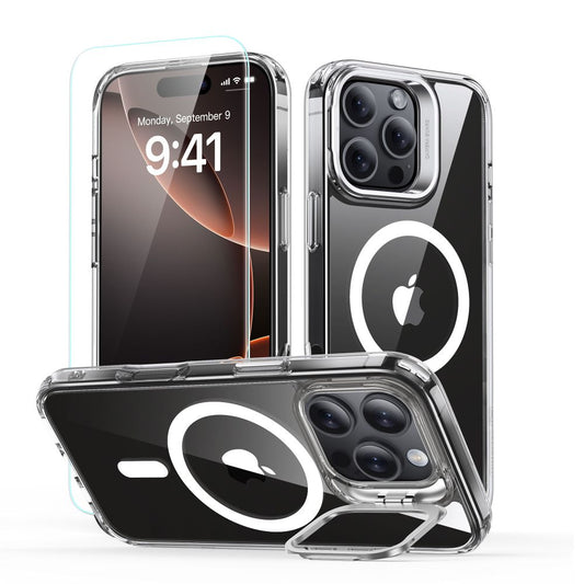 Custodia MagSafe per Apple iPhone 16 Pro Max, ESR, Classic Hybrid Kickstand con Protezione Schermo, Trasparente
