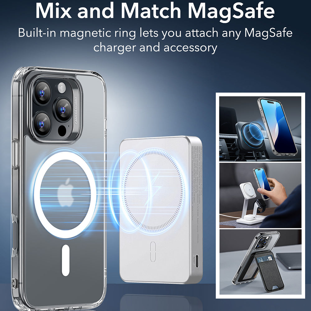 Custodia MagSafe per Apple iPhone 16 Pro Max, ESR, Classic Hybrid, Trasparente Satinata