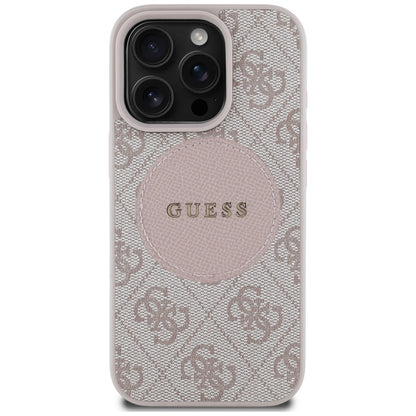 Custodia MagSafe per Apple iPhone 16 Pro Max, Guess, 4G Circle Classic Logo, Rosa