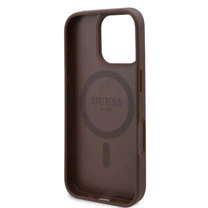 Custodia MagSafe per Apple iPhone 16 Pro Max, Guess, 4G Flowers Print, Marrone