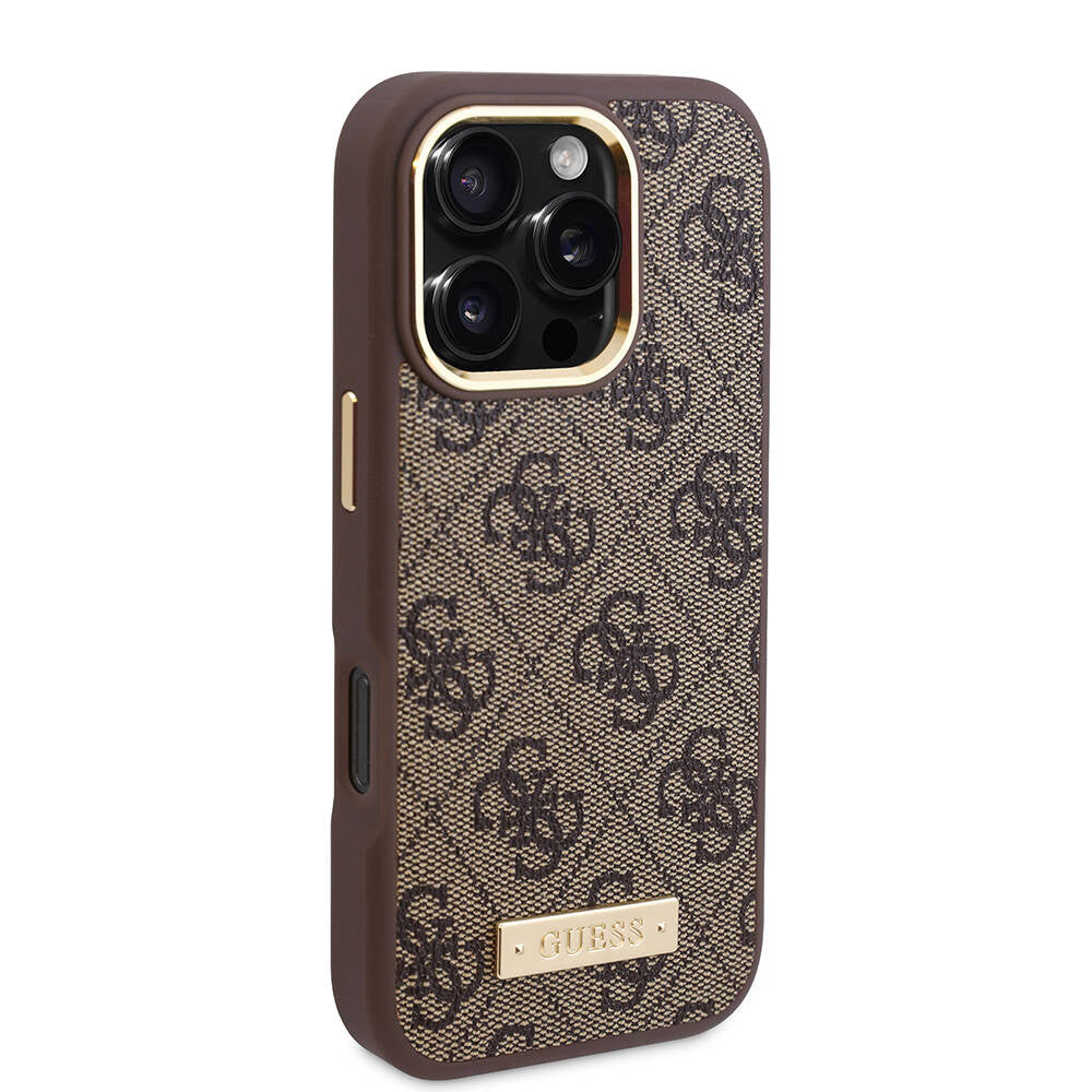 MagSafe Case for Apple iPhone 16 Pro Max, Guess, 4G Logo Plate, Pink