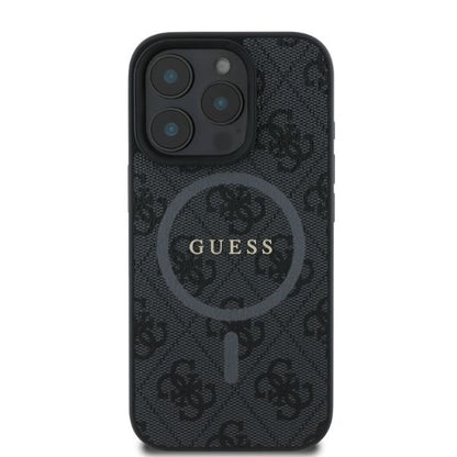 Custodia MagSafe per Apple iPhone 16 Pro Max, Guess, 4G Ring Classic Logo, Nera