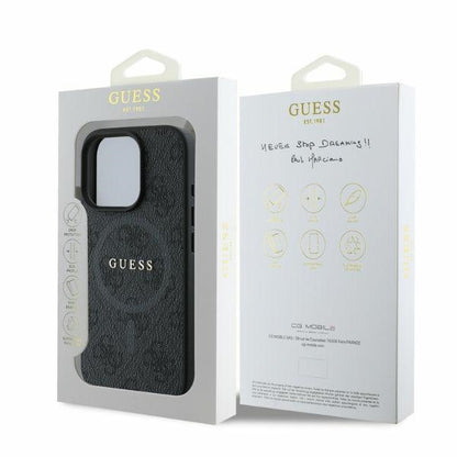 Custodia MagSafe per Apple iPhone 16 Pro Max, Guess, 4G Ring Classic Logo, Nera