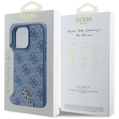 Custodia MagSafe per Apple iPhone 16 Pro Max, Guess, 4G Small and Classic Logo, Blu