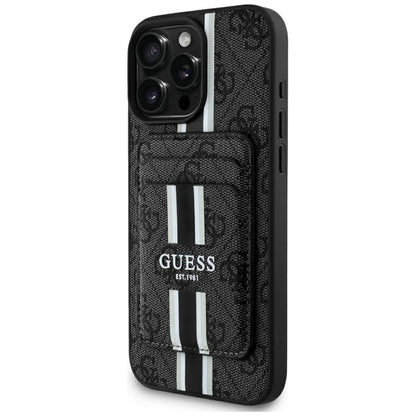 Custodia MagSafe per Apple iPhone 16 Pro Max, Guess, Cardslot 4G Stripes, Nera