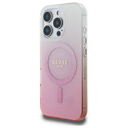 Custodia MagSafe per Apple iPhone 16 Pro Max, Guess, IML Glitter Gradient, Rosa