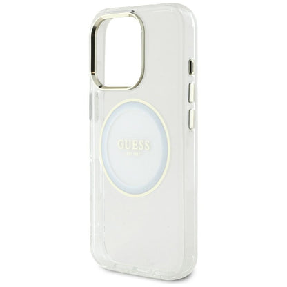 Custodia MagSafe per Apple iPhone 16 Pro Max, Guess, IML Metal Colored Circle, Bianca