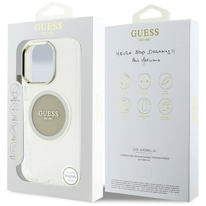 Custodia MagSafe per Apple iPhone 16 Pro Max, Guess, IML Metal Colored Circle, Grigio