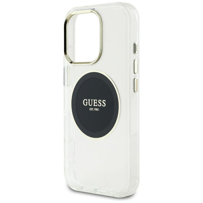 Custodia MagSafe per Apple iPhone 16 Pro Max, Guess, IML Metal Colored Circle, Nera