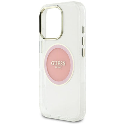 Custodia MagSafe per Apple iPhone 16 Pro Max, Guess, IML Metal Colored Circle, Rosa