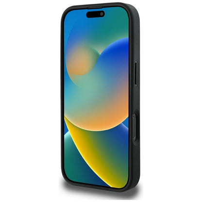 Custodia MagSafe per Apple iPhone 16 Pro Max, Guess, Peony Grained Hot Stamp Triangle, Nera