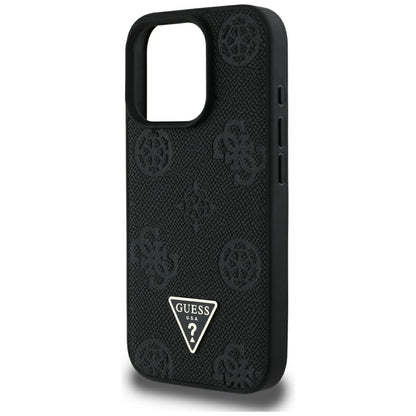 Custodia MagSafe per Apple iPhone 16 Pro Max, Guess, Peony Grained Hot Stamp Triangle, Nera