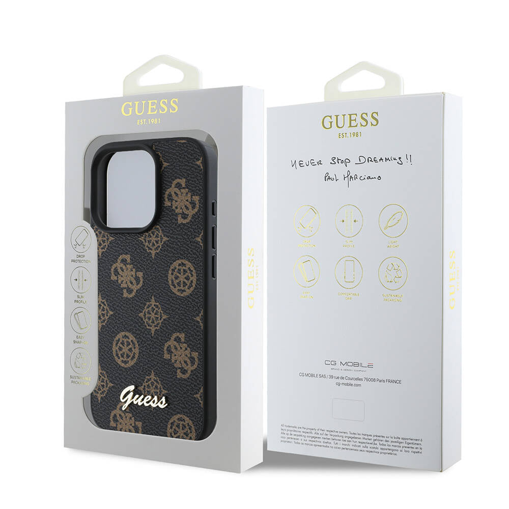 Custodia MagSafe per Apple iPhone 16 Pro Max, Guess, Peony Script, Nera
