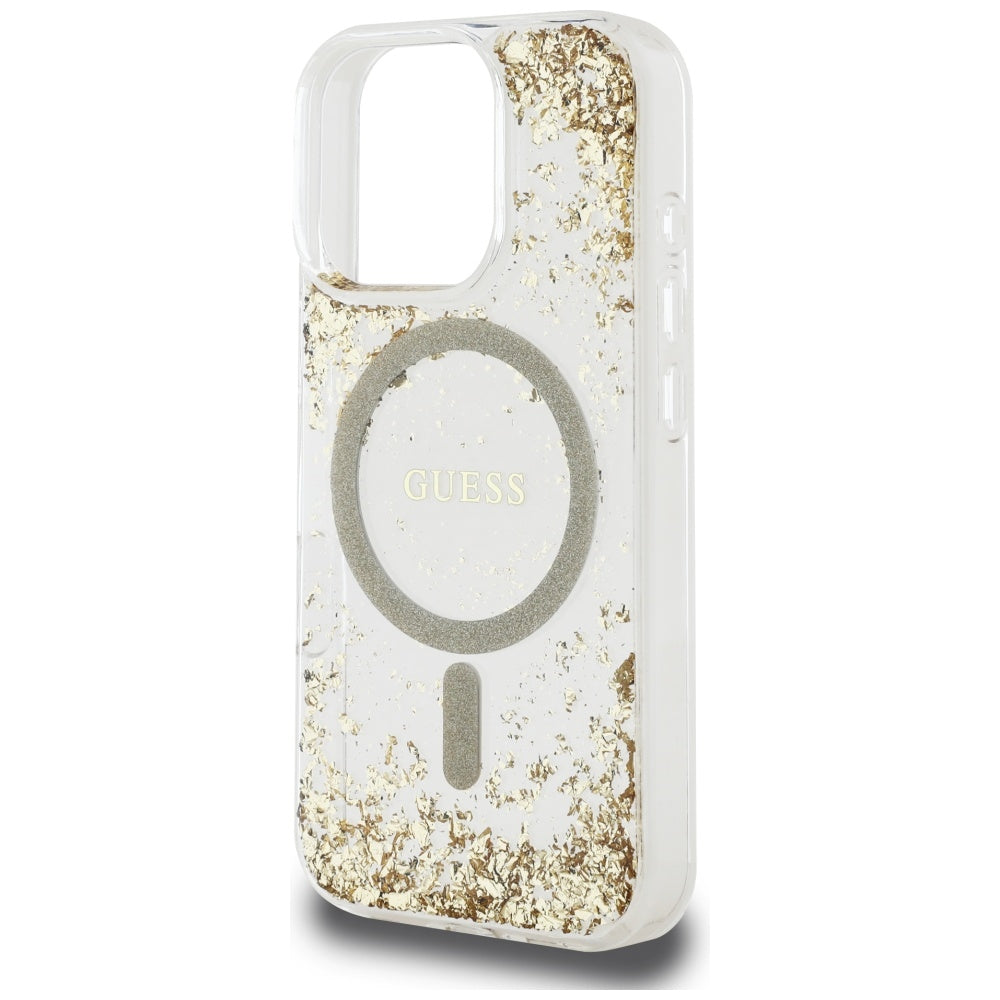 Custodia MagSafe per Apple iPhone 16 Pro Max, Guess, Resin Bottom Glitter, Dorata