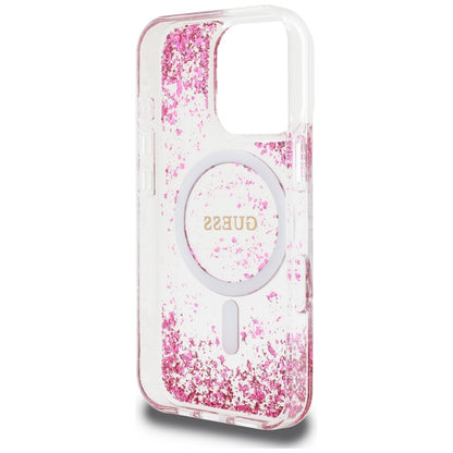 Custodia MagSafe per Apple iPhone 16 Pro Max, Guess, Resin Bottom Glitter, Rosa
