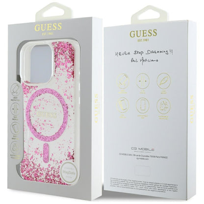 Custodia MagSafe per Apple iPhone 16 Pro Max, Guess, Resin Bottom Glitter, Rosa