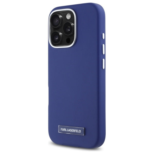 MagSafe Case for Apple iPhone 16 Pro Max, Karl Lagerfeld, FW Metal Plate, Blue